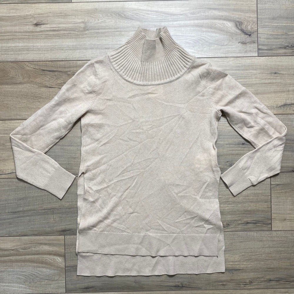 Club Monaco‎ Womens 100% Cashmere Mockneck Tunic Size XS Camel Relaxed Fit